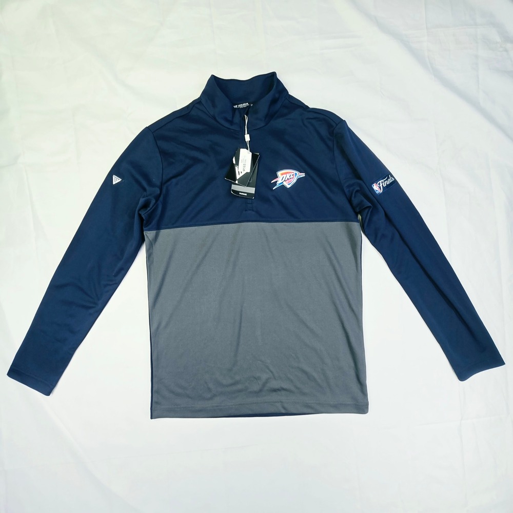 Levelwear Men's OKC Thunder Quarter Zip Pullover Small Blue Grey NBA Finals New